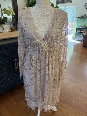 Nude Sequin Cocktail Dress